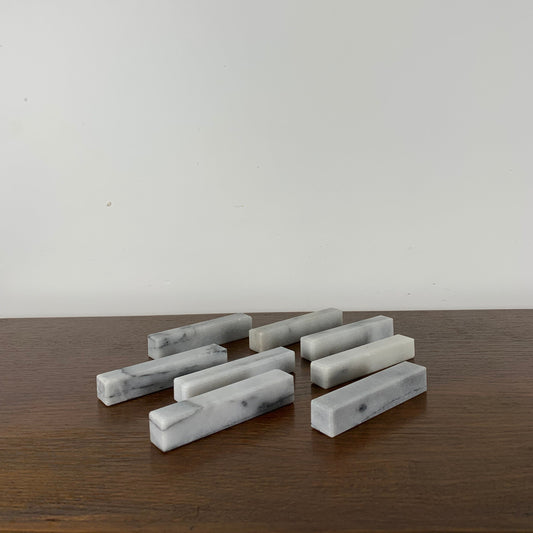 Set of 8 minimalist white marble knife holders