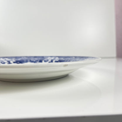 Set of 10 blue earthenware dessert plates with floral and bird decoration, early 20th century