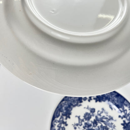 Set of 10 blue earthenware dessert plates with floral and bird decoration, early 20th century
