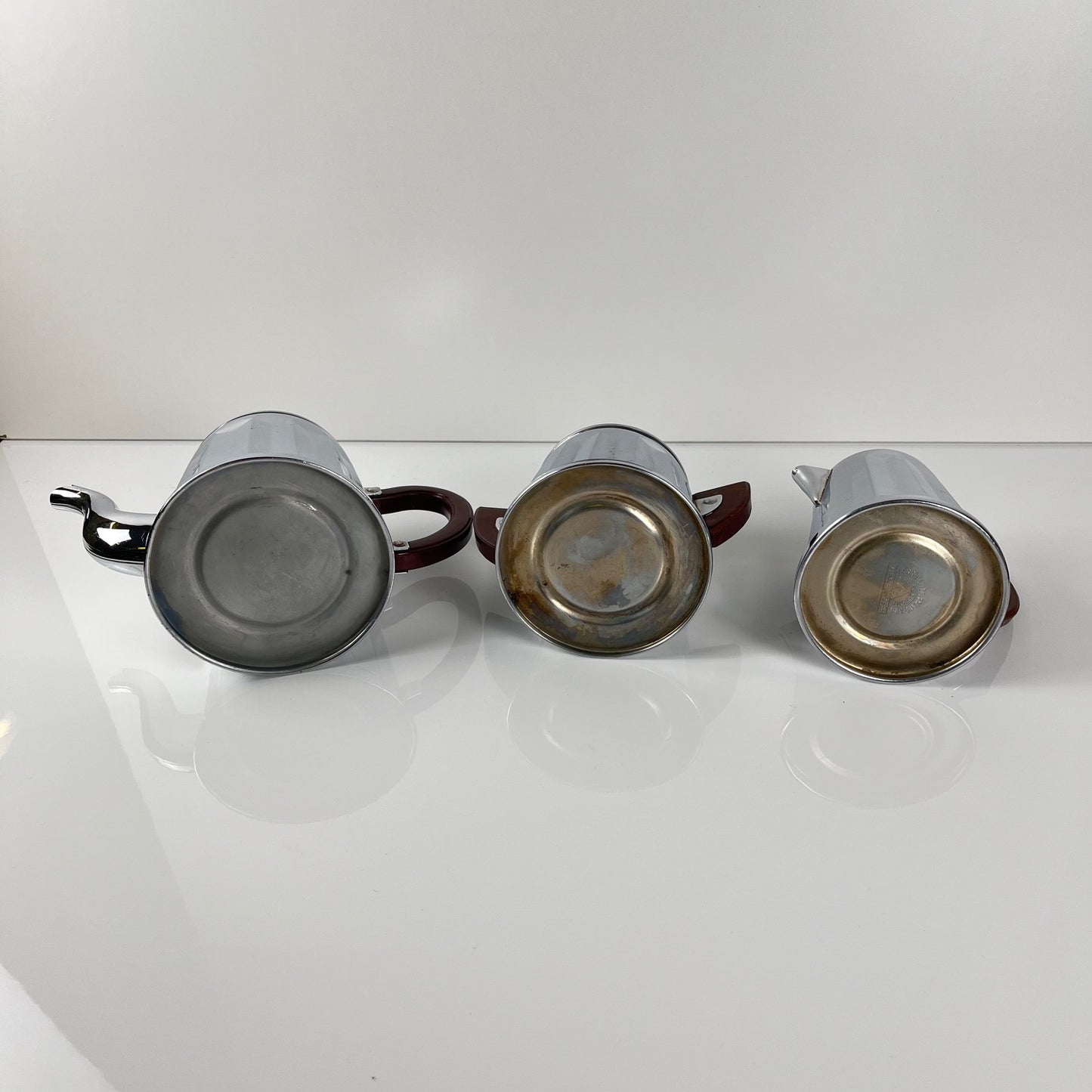 Set à café vintage en métal chromé et bakélite, années 1940/50
