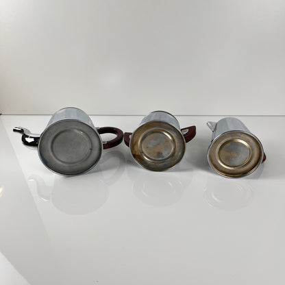 Set à café vintage en métal chromé et bakélite, années 1940/50