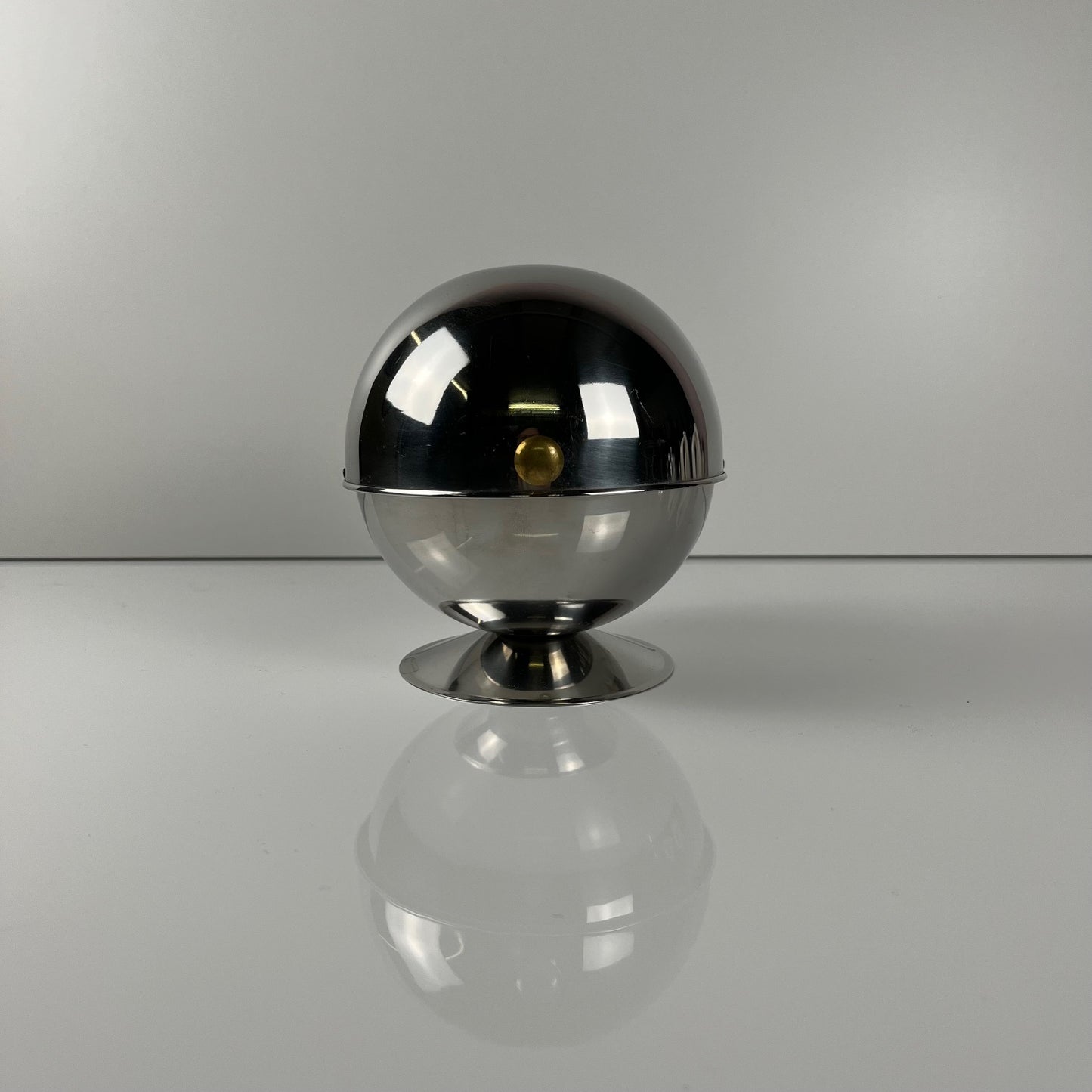 vintage space age style stainless steel sugar bowl