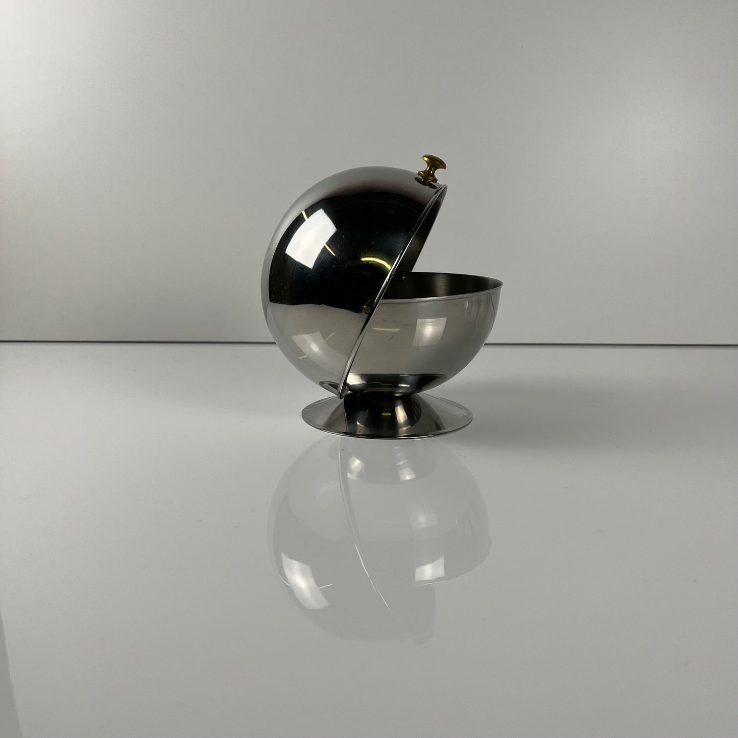 vintage space age style stainless steel sugar bowl