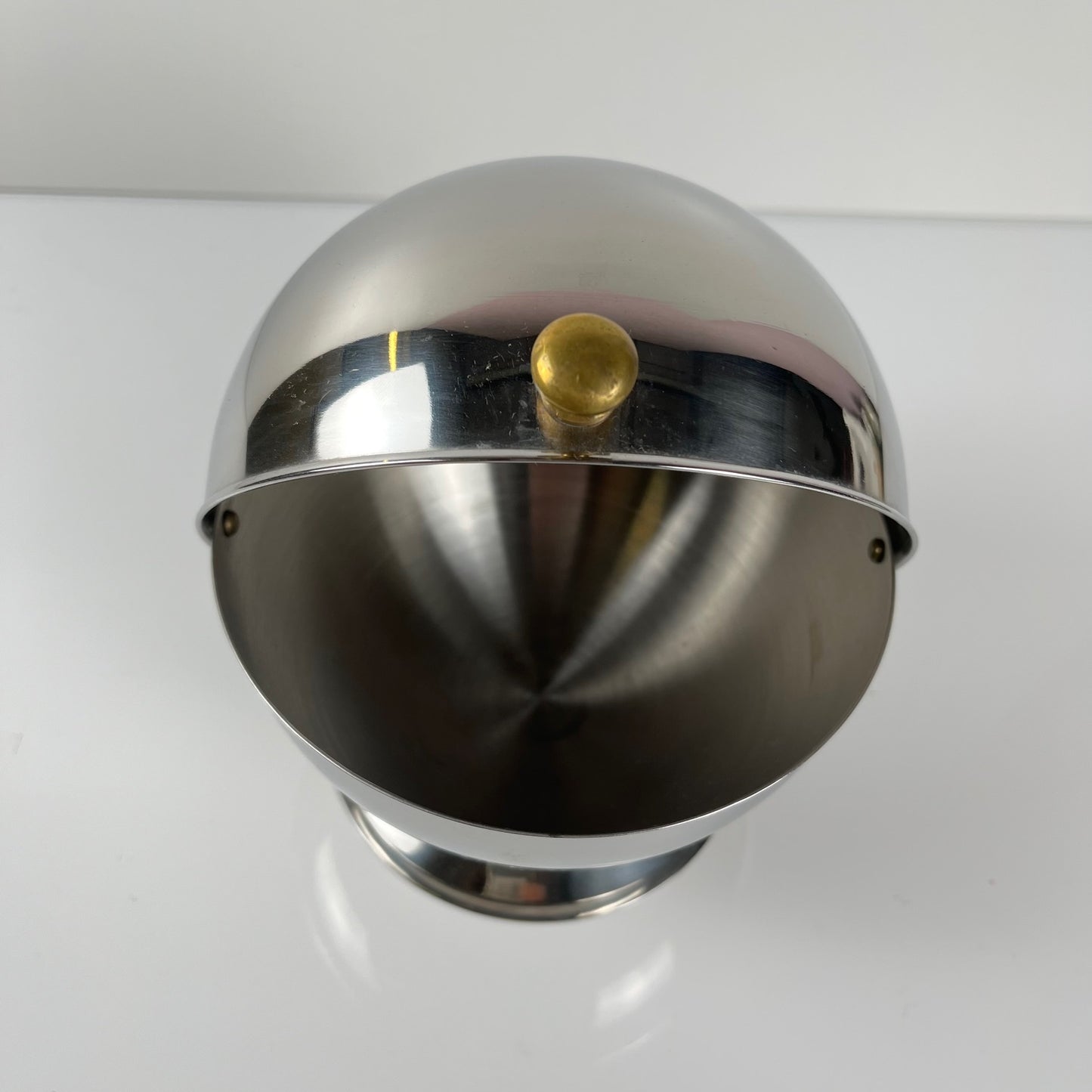 vintage space age style stainless steel sugar bowl