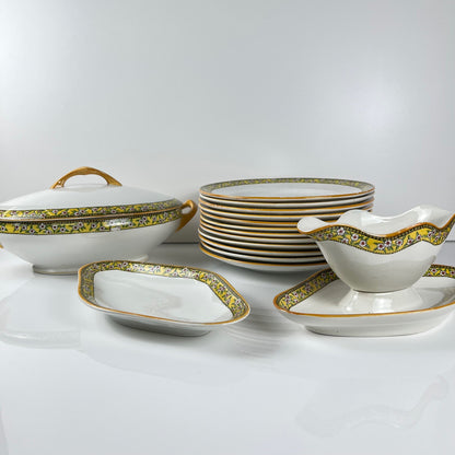 Set of 6 "Yvonne" iron earth plates, Orchies, early 20th century