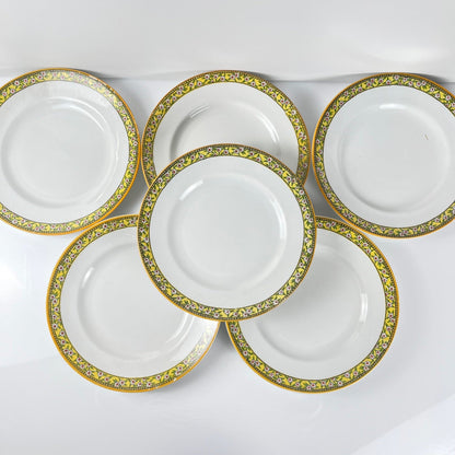Set of 6 "Yvonne" iron earth plates, Orchies, early 20th century