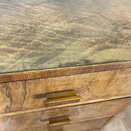 Rare Commode haute / semainier en noyer flammé art deco, 1930/1940