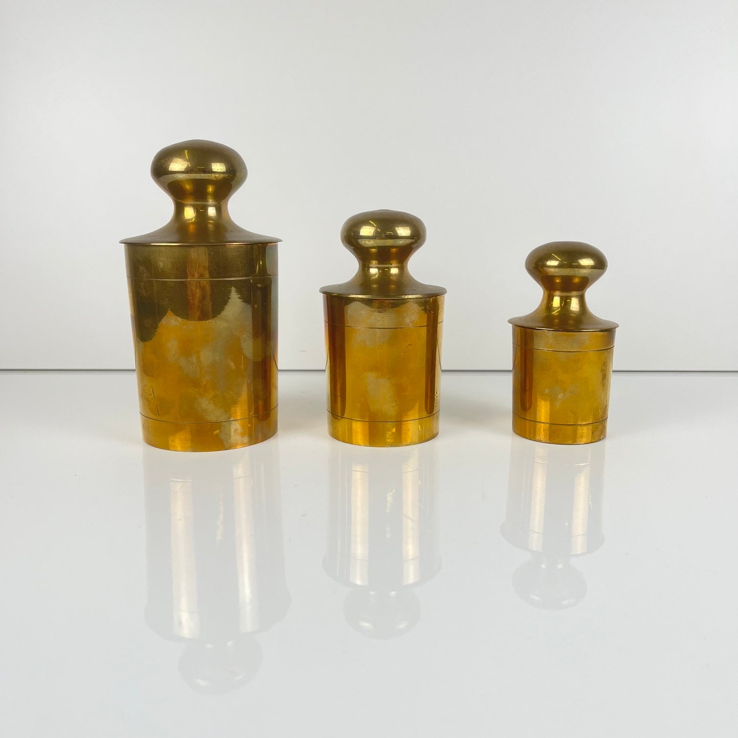 Set of 3 vintage gilt brass boxes, 1960s-1970s