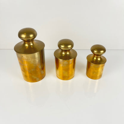 Set of 3 vintage gilt brass boxes, 1960s-1970s