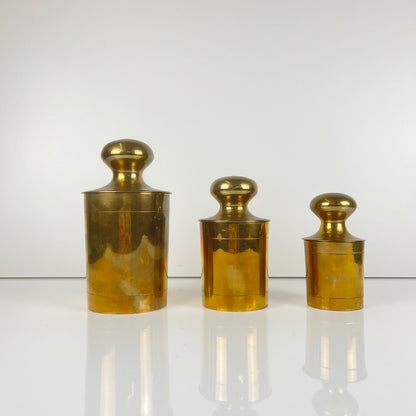 Set of 3 vintage gilt brass boxes, 1960s-1970s