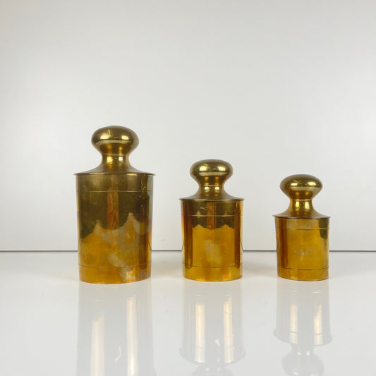 Ensemble de 3 boîtes vintage en laiton doré, années 1960-1970