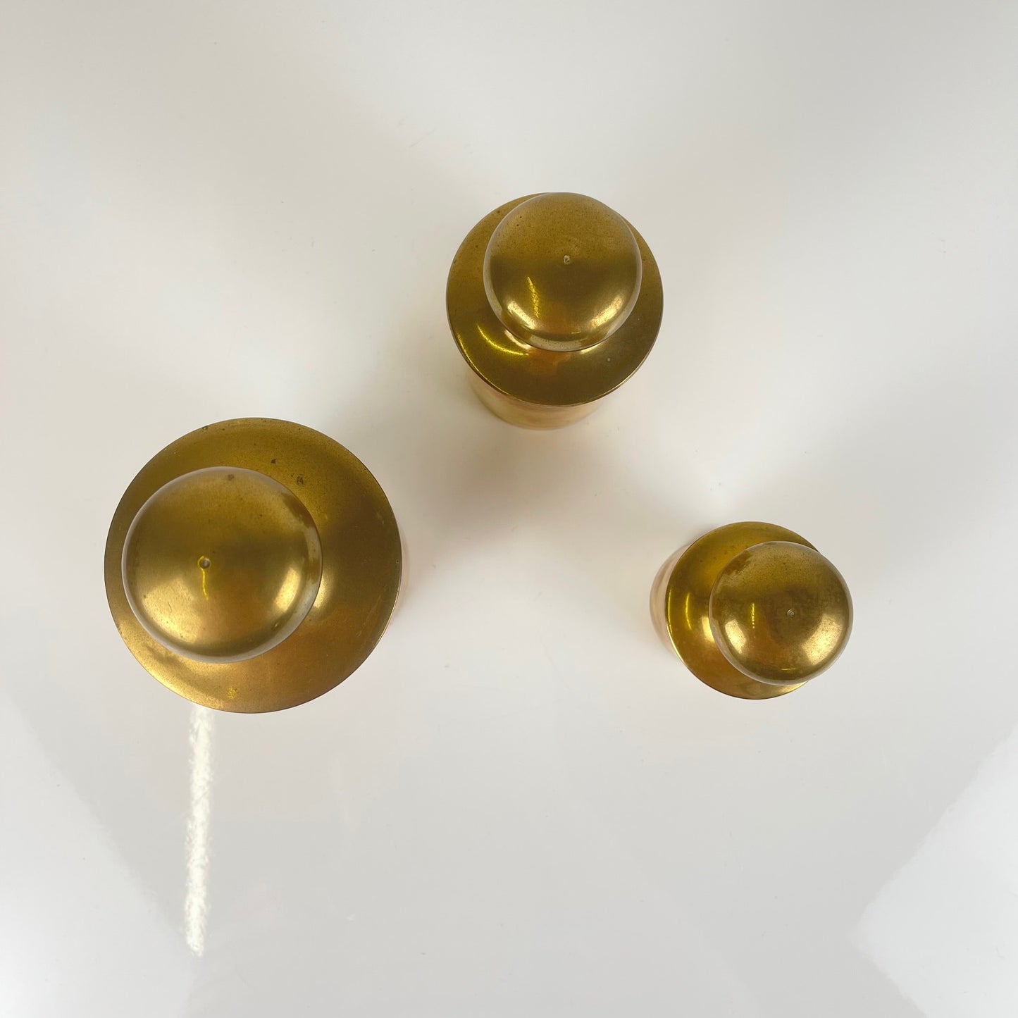Set of 3 vintage gilt brass boxes, 1960s-1970s