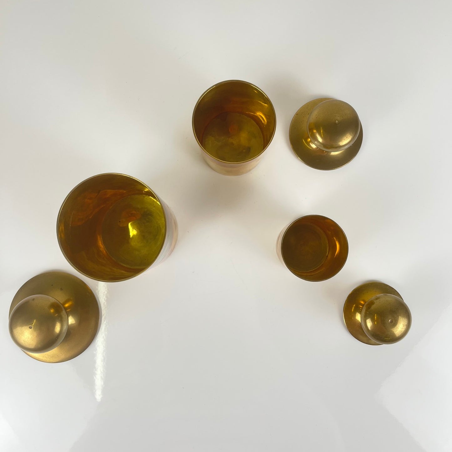 Set of 3 vintage gilt brass boxes, 1960s-1970s