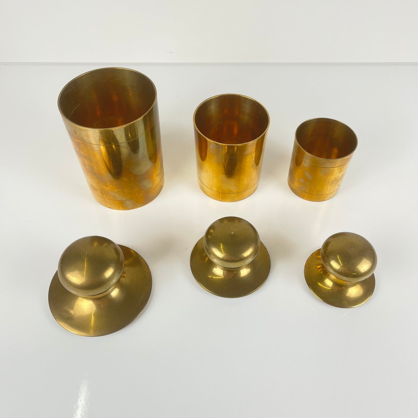 Set of 3 vintage gilt brass boxes, 1960s-1970s