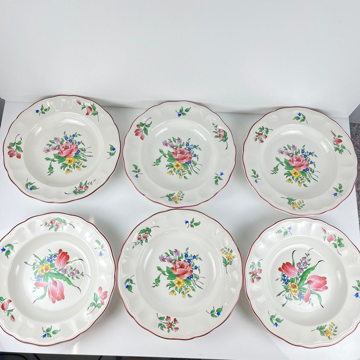 Set de 6 assiettes creuses KG Lunéville  "Réverbère"