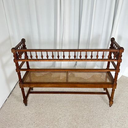 Banquette ancienne de style Louis XIII bois tourné cannage fin XIXe-début XXe