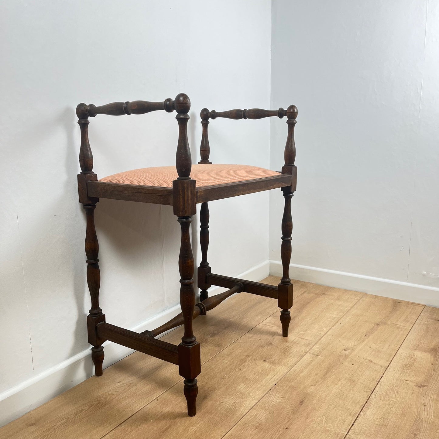 Small bench / stool in traditional English style, with side armrests