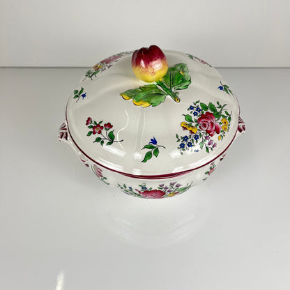 Petite Soupière KG Lunéville, modele "Réverbère" , motif rose