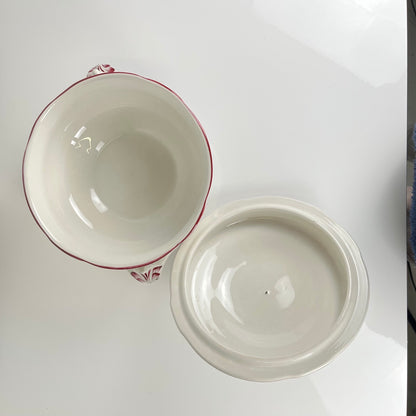 Petite Soupière KG Lunéville, modele "Réverbère" , motif rose