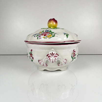 Petite Soupière KG Lunéville, modele "Réverbère" , motif rose
