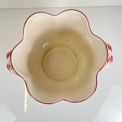 Grand cache pot KG Lunéville, modele "Réverbère" , motif rose