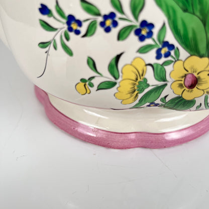 Grand cache pot KG Lunéville, modele "Réverbère" , motif rose