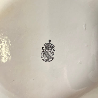 Grand cache pot KG Lunéville, modele "Réverbère" , motif rose