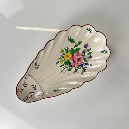 Ravier coquillage KG Lunéville, modele "Réverbère" , motif rose
