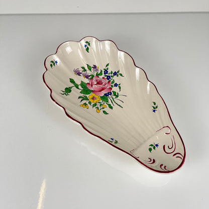 Ravier coquillage KG Lunéville, modele "Réverbère" , motif rose