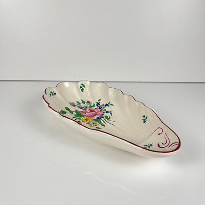 Ravier coquillage KG Lunéville, modele "Réverbère" , motif rose
