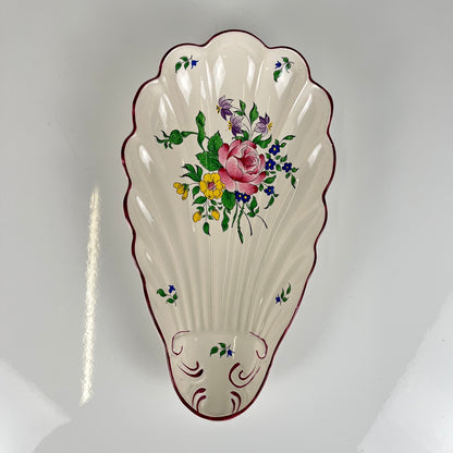 Ravier coquillage KG Lunéville, modele "Réverbère" , motif rose