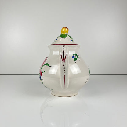 Petite théière KG Lunéville, modele "Réverbère" , motif tulipe