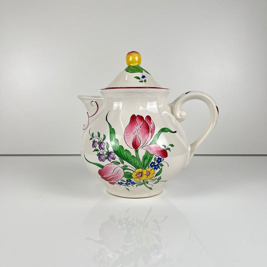 Petite théière KG Lunéville, modele "Réverbère" , motif tulipe