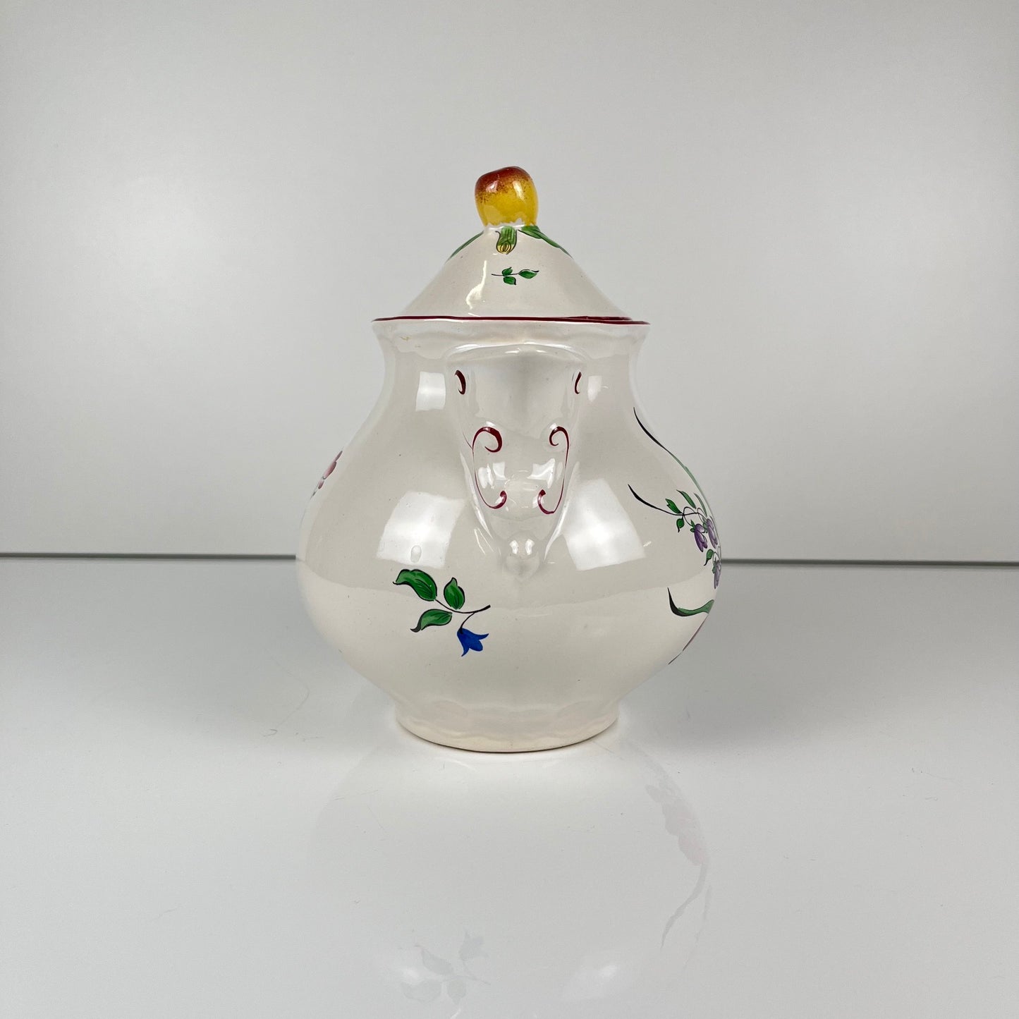 Petite théière KG Lunéville, modele "Réverbère" , motif tulipe