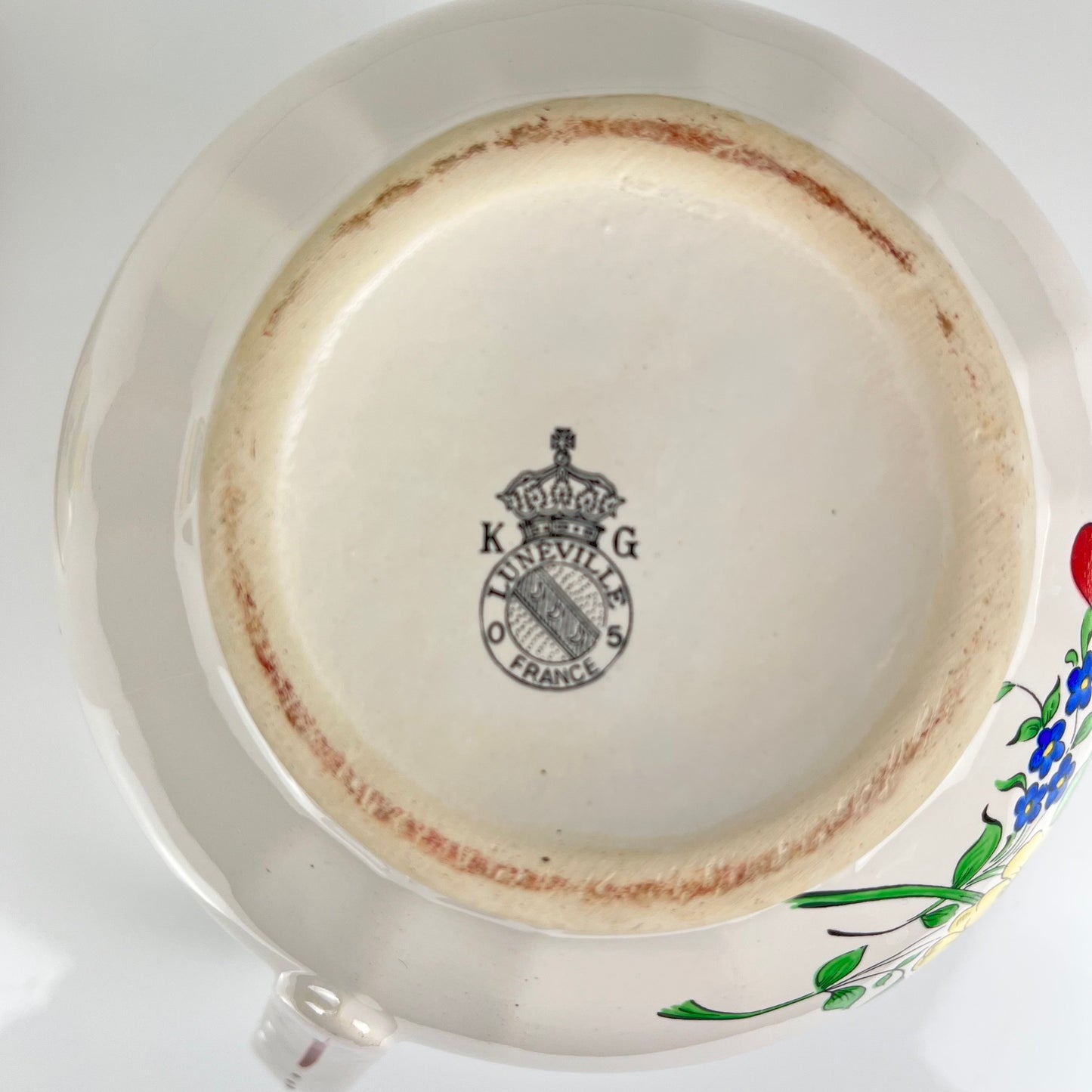 Petite théière KG Lunéville, modele "Réverbère" , motif tulipe