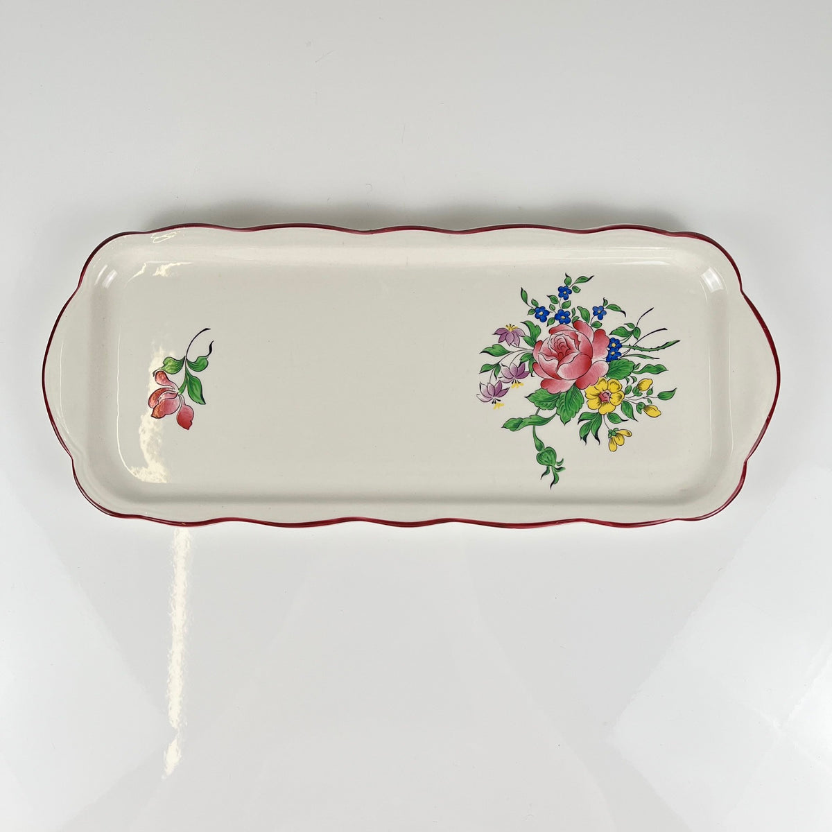 KG Lunéville cake platter, "Réverbère" model, rose pattern