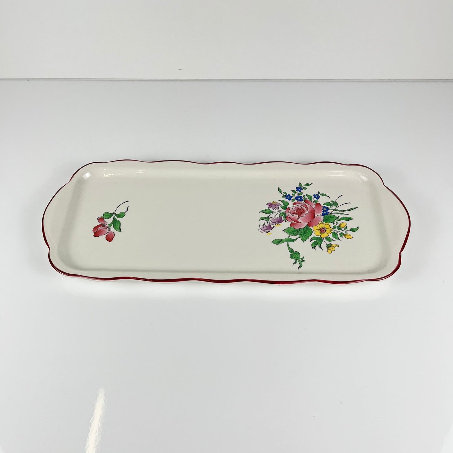 KG Lunéville cake platter, "Réverbère" model, rose pattern