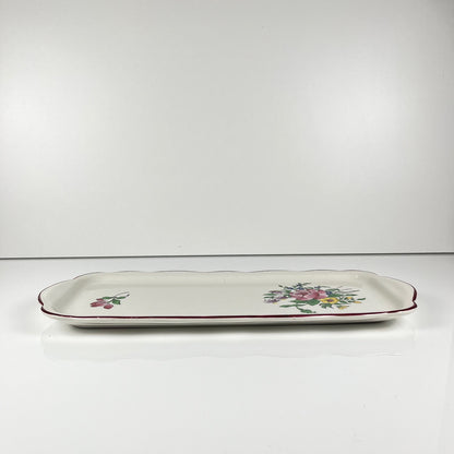 KG Lunéville cake platter, "Réverbère" model, rose pattern