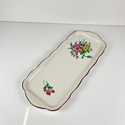 KG Lunéville cake platter, "Réverbère" model, rose pattern