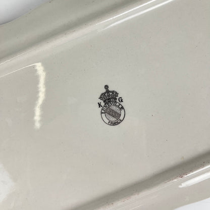 KG Lunéville cake platter, "Réverbère" model, rose pattern