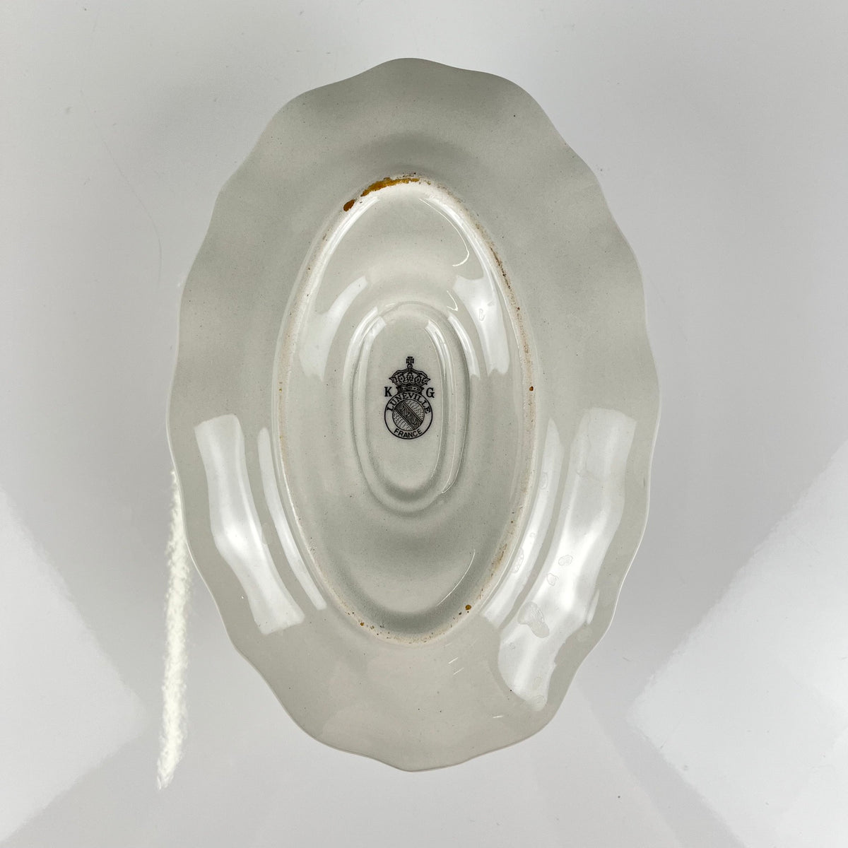 Saucière KG Lunéville, modele "Réverbère" , motif rose