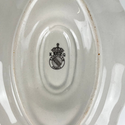 Saucière KG Lunéville, modele "Réverbère" , motif rose