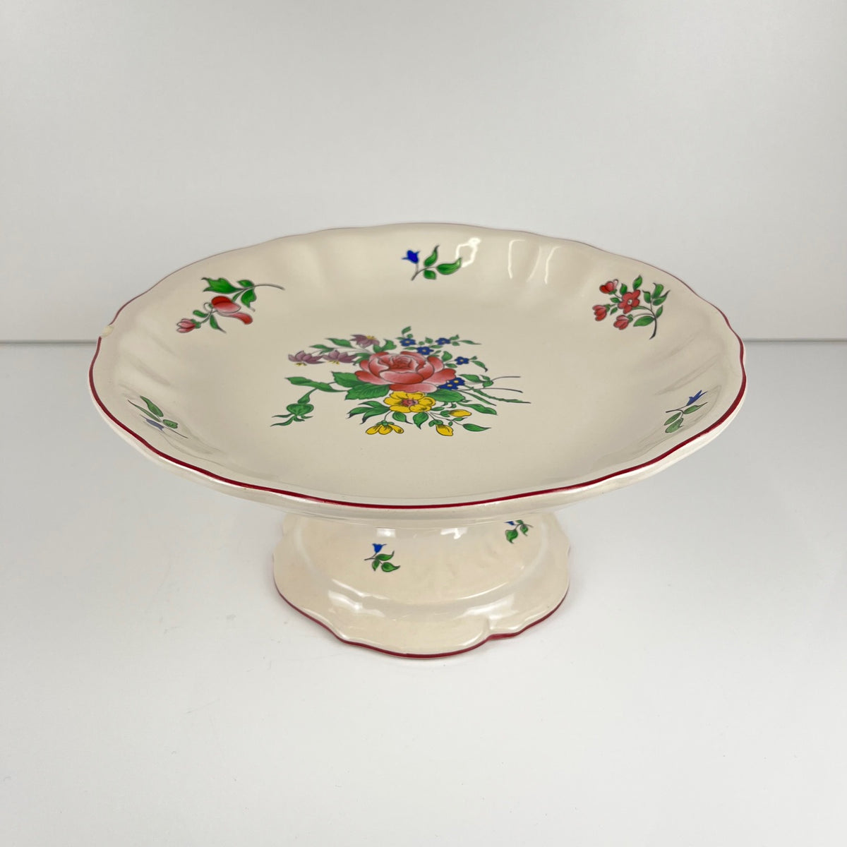 KG Lunéville compote dish, "Réverbère" model, rose pattern