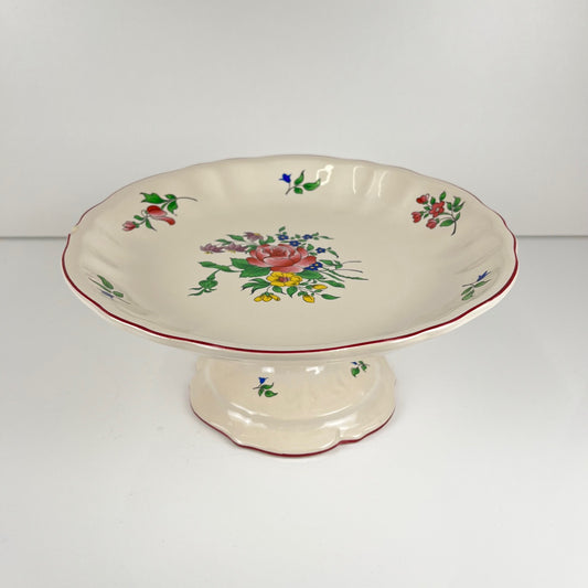 Compotier KG Lunéville, modele "Réverbère" , motif rose