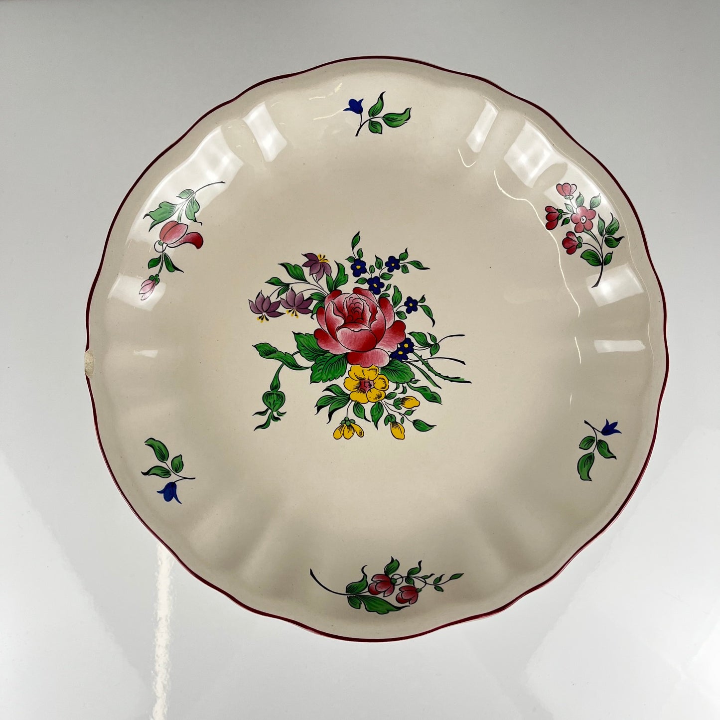 KG Lunéville compote dish, "Réverbère" model, rose pattern