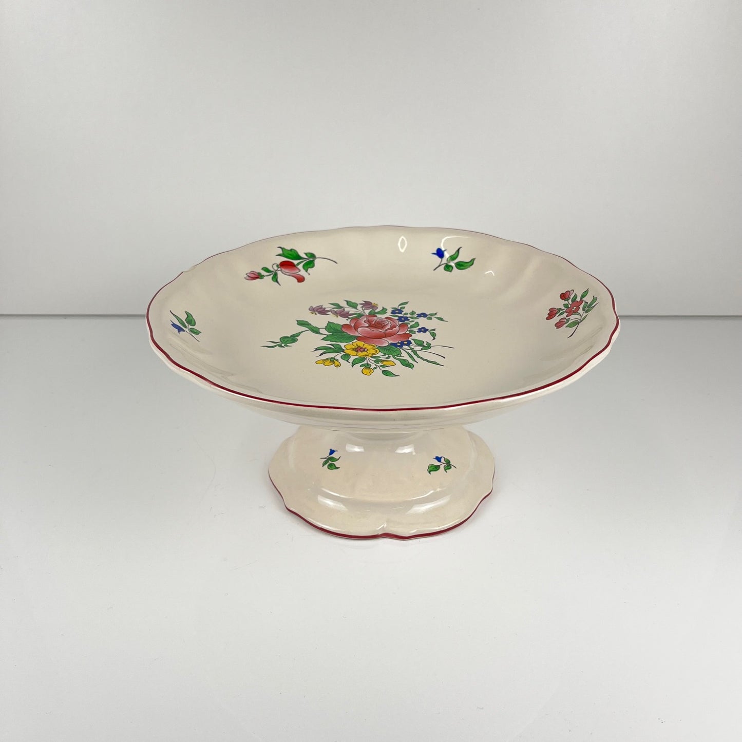 KG Lunéville compote dish, "Réverbère" model, rose pattern