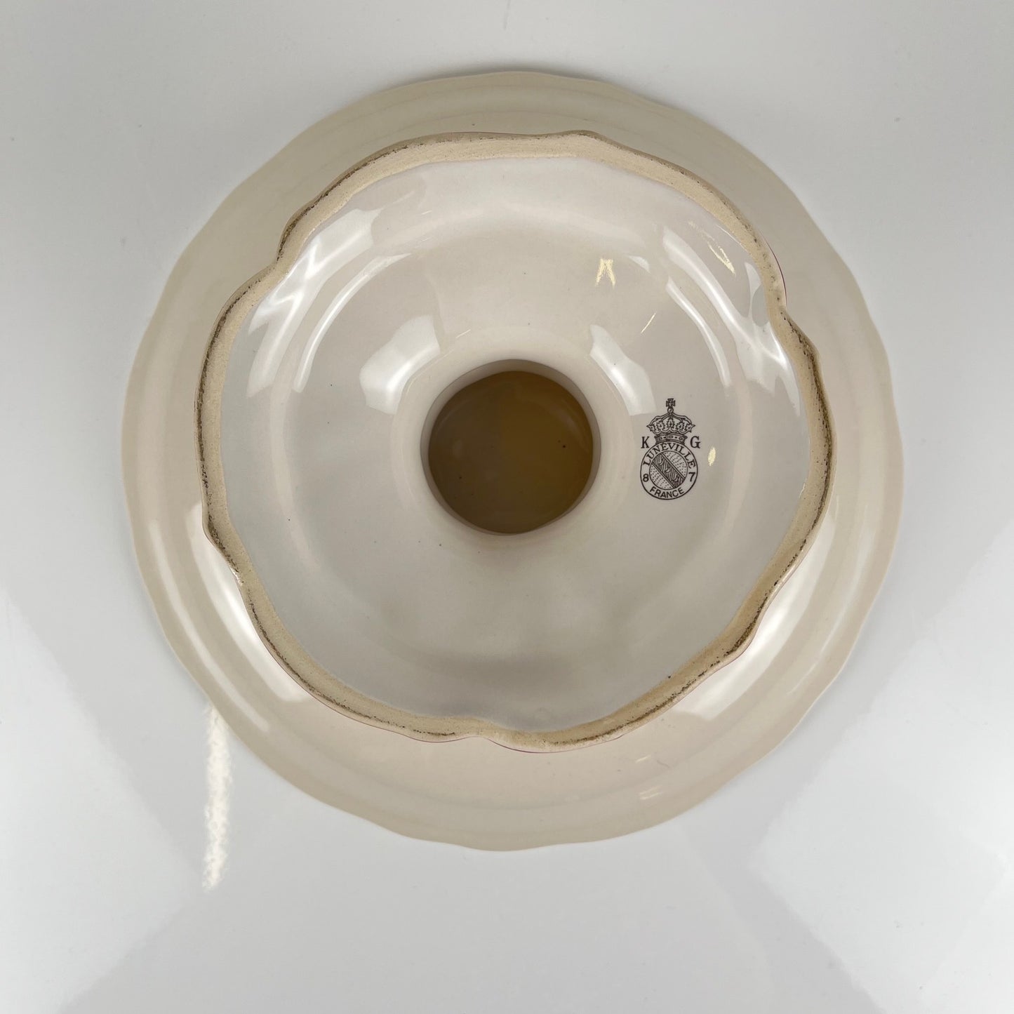 KG Lunéville compote dish, "Réverbère" model, rose pattern