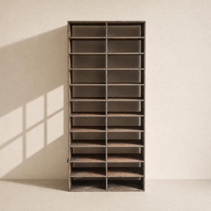 Large antique wood workshop cabinet with compartments, 20th century.
