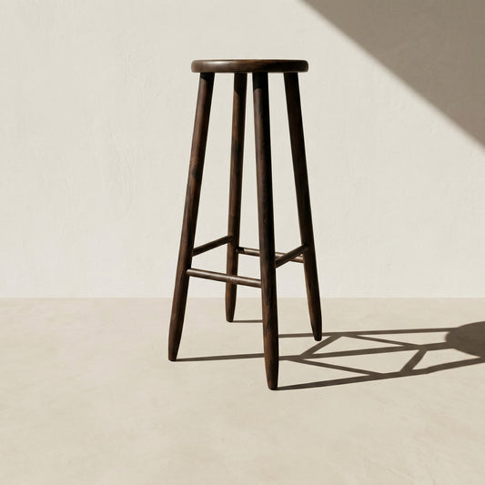 Brutalist Bar Stool in Stained Oak