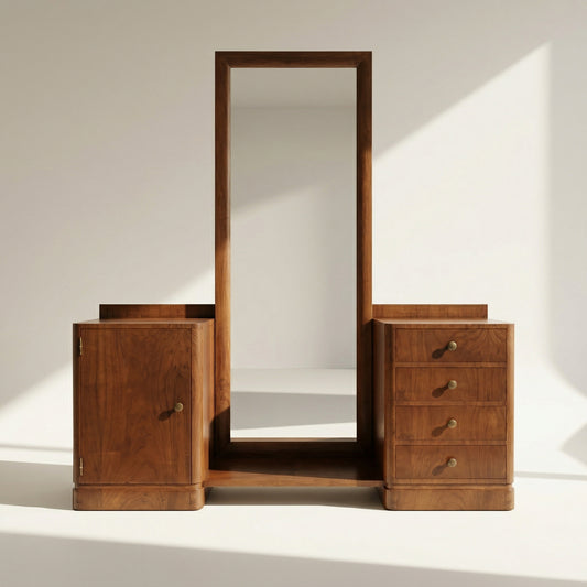 Coiffeuse - Meuble d'entrée en placage noyer, 1940